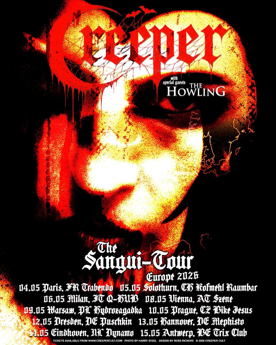thehowlinguk's tweet photo. We are thrilled to announce the extension of the Sangui-Tour onto the continent. 

Join us and @creepercultuk across Europe in May for a devilishly good time. 

Tickets available on Monday at 10AM local time from https://t.co/baxQFYYHJn https://t.co/C8CiBPitcF