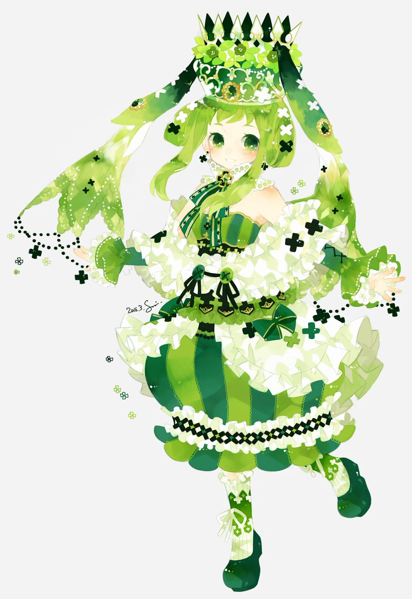 「せっかくなので元の絵 緑の子ははじめて描いたのが2012年、リメイクが2016年」|すみすのイラスト