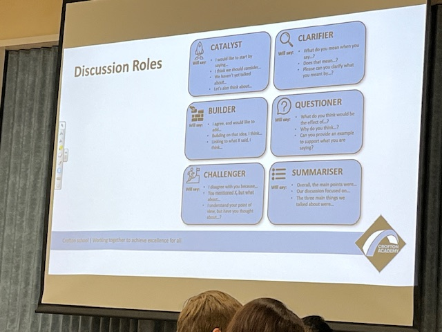 CroftonAcademy's tweet photo. Amazing inset CPD @CroftonAcademy! Mrs Knowles led training on developing pupil oracy, Mr Wookey explored pupil reflection on assessments, & Mrs Elliott & Mr McTigue shared EEF research on explicit instruction. Learning to benefit all our pupils! #CareAspireSucceed #WeAreCrofton https://t.co/zLyZRwOHeY