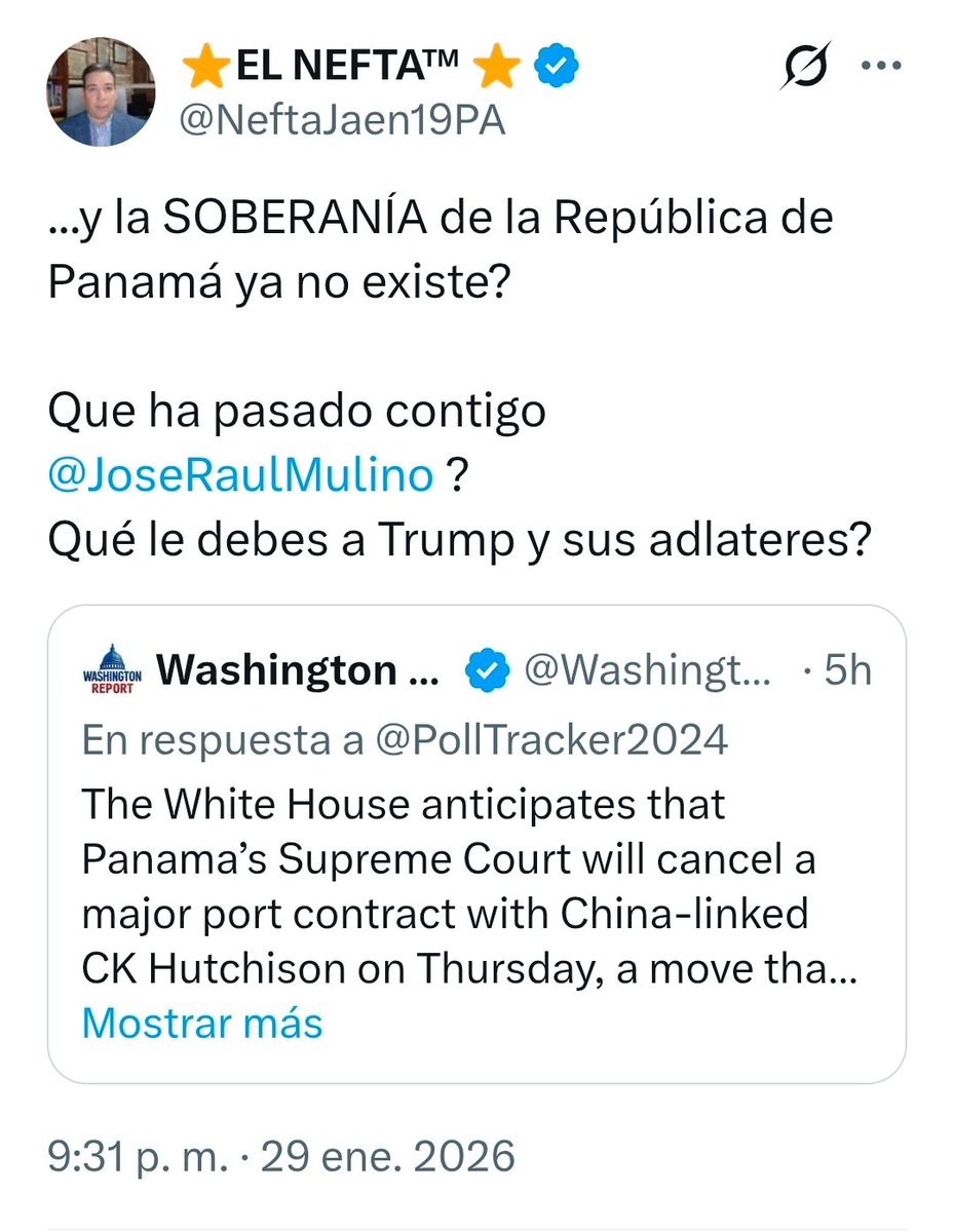 Solo falta que la Corte Suprema declare inconstitucional el TRATADO TORRIJOS-CARTER y el TRATADO DE NEUTRALIDAD DEL CANAL DE PANAMÁ...y así, ordenar que el Canal regrese a manos de USA y por consiguiente seamos una estrellita más en su bandera...son capaces de eso.
Es la primera