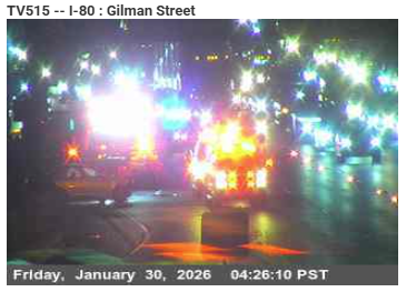 KCBSAMFMTraffic's tweet image. #Albany #Berkeley -- A crash on westbound #Interstate80 before Gilman, the two right lanes and off-ramp are closed. (Photo: @CaltransD4) #KCBSTraffic.