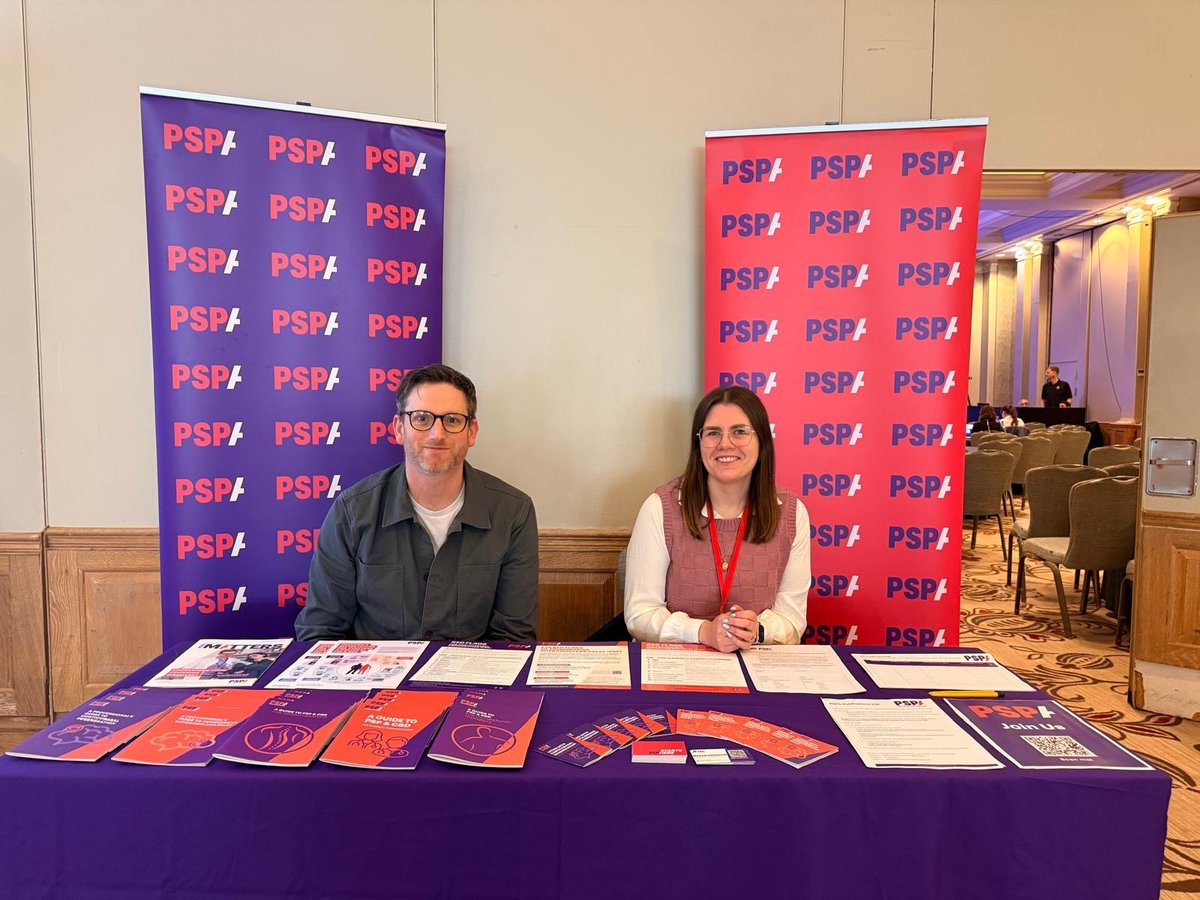 PSPAssociation's tweet photo. Our CEO James Cusack, and Research Coordinator Megan Hodgson are delighted to be at the ABN Movement Disorders Specialist Interest Group Conference in Brighton today. If you're in the area, stop by for a chat and pick up some helpful information! #ABNConference #MovementDisorders https://t.co/M8JIFhNBfx