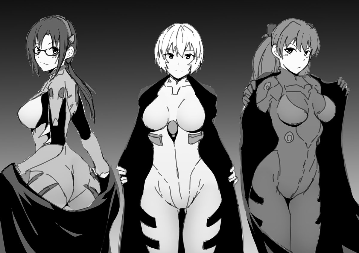 ぴっちりスーツの上にブカっとした上着を羽織ってるのいいのよね、的なポストを見かけたので同意表明落書き(エヴァ) 