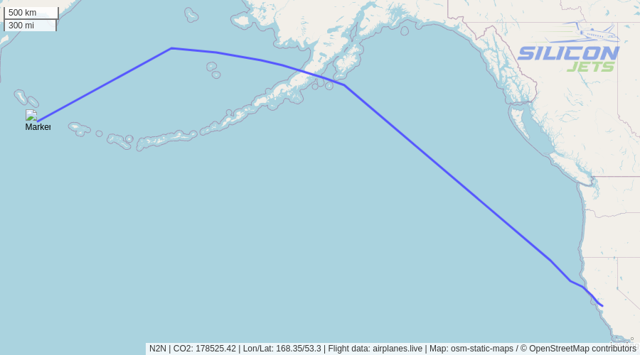 SiliconJets's tweet photo. N2N (#gulfstream G650 reportedly used by #timcook) detected in flight since 23:40 GMT. Emissions est. 178525 kg #CO2 (compared to 9250 kg flying commercial). #CO2emissions Track on Mastodon: https://t.co/2dM3mM990P. https://t.co/AbEkaKlKYc
