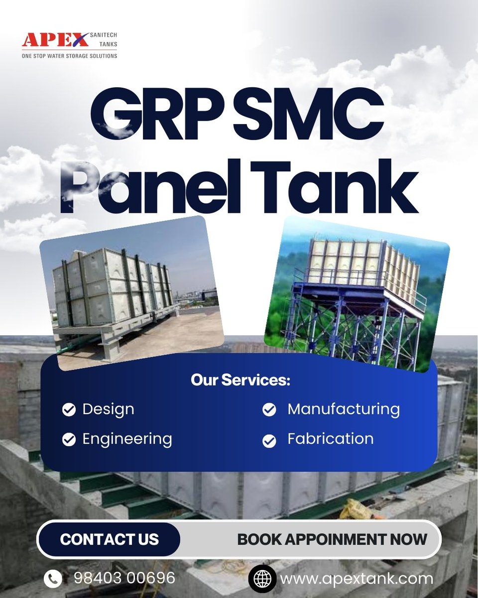 ApexTank1's tweet photo. SMC Panel Water Tank Manufacturers provide durable, hygienic, and modular water storage solutions for residential, commercial, and industrial applications. Website: https://t.co/ffId4ilkDT

#SMCPanelWaterTank #WaterTankManufacturers #WaterStorageSolutions #SMCTanks https://t.co/yA237cWOHK