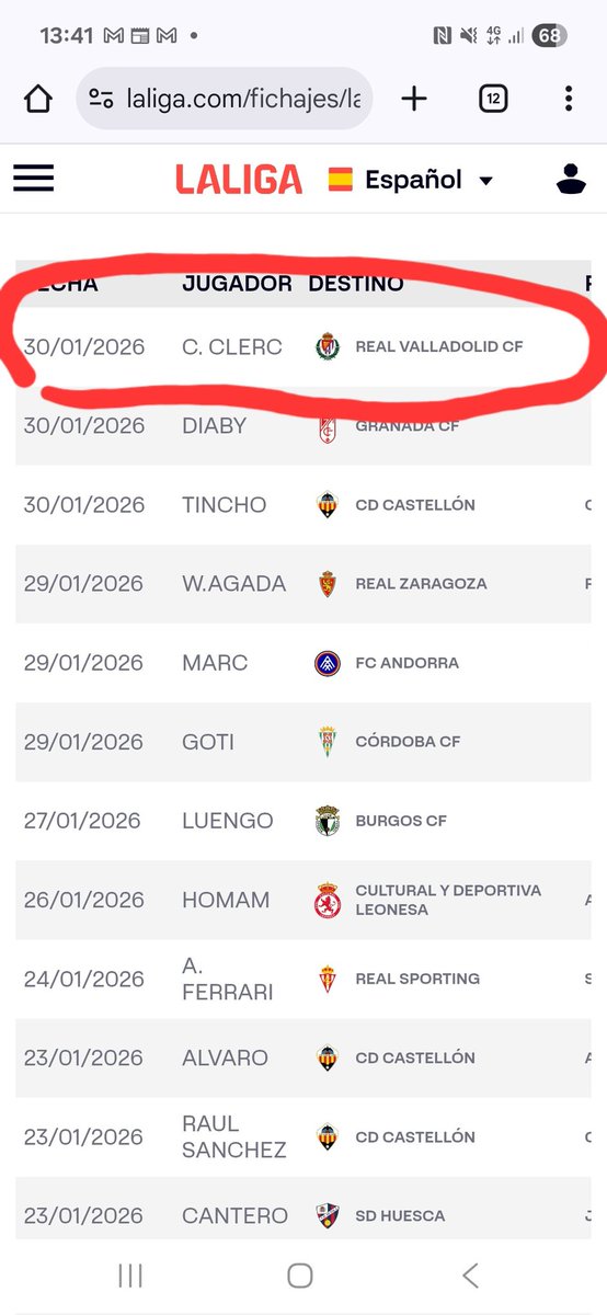 🚨 ¡El <a href="/realvalladolid/">Real Valladolid C.F.</a> inscribe en LaLiga a Carlos Clerc!

🤔 El club aún no ha confirmado su incorporación