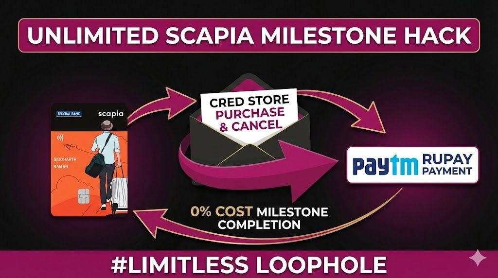 Day 16 of Limitless Loopholes!

Revealing a live hack that can shake the
#CCgeek Community!

Welcome to secret Scapia Airport Privleges hack :)

Where one can complete all spend requirements without 
spending a single rupee on the card.

Stopping the #IYKYK drama.