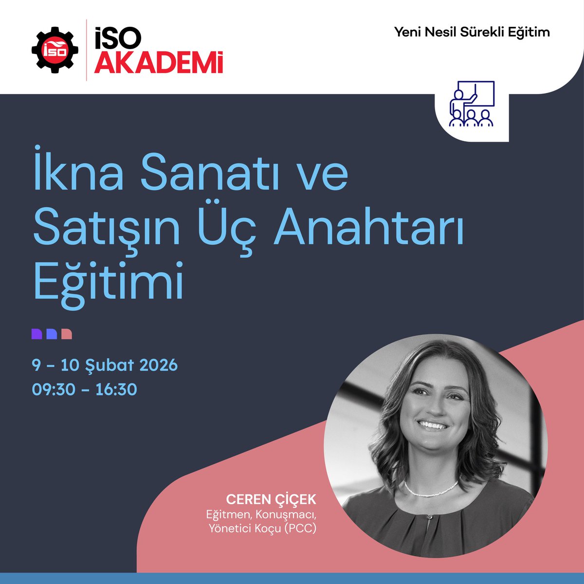 İkna Sanatı ve Satışın Üç Anahtarı Eğitimi ile katılımcıların; satış süreçlerinde insan beyninin karar mekanizmalarını anlayarak ikna gücünü artırmaları, güvene dayalı iletişim kurmaları ve daha kârlı satışlar gerçekleştirmeleri hedeflenmektedir.

Eğitim kapsamında; etkili