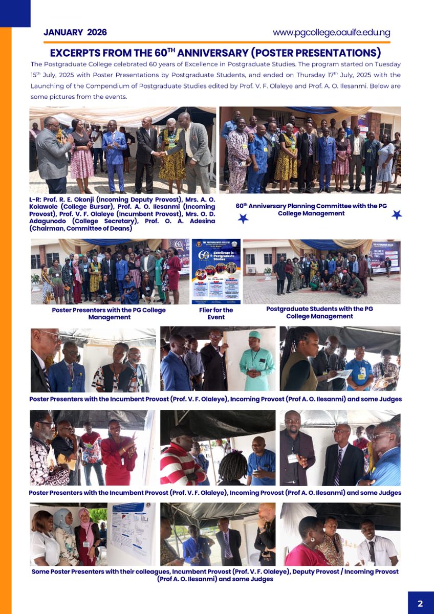 CollegeIfe's tweet photo. The Postgraduate College, Obafemi Awolowo University, Ile-Ife, presents the Maiden (January  2026) edition of OAU-PGC e-Digest, a biannual textual and visual compilation of PG College notable news, activities, and events. https://t.co/BW4cZ2WJ7t