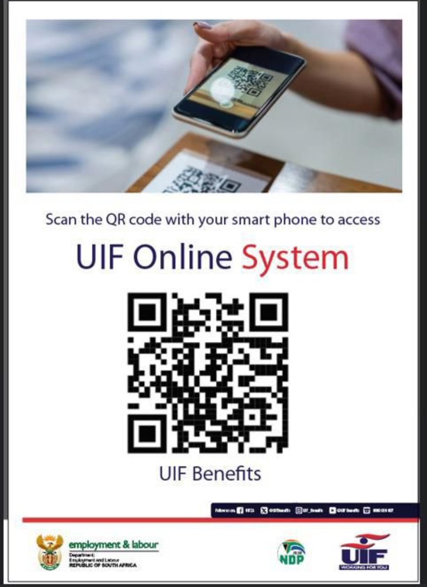 Yfm's tweet image. The #UIF’s online services are being migrated to a new link. To apply for Unemployment and Maternity Benefits Online, visit uifonline.labour.gov.za/uifOnline/ or scan the QR code with any smartphone.

Adoption and Illness benefits will be rolled out soon.

#UIF
#WorkingForYou