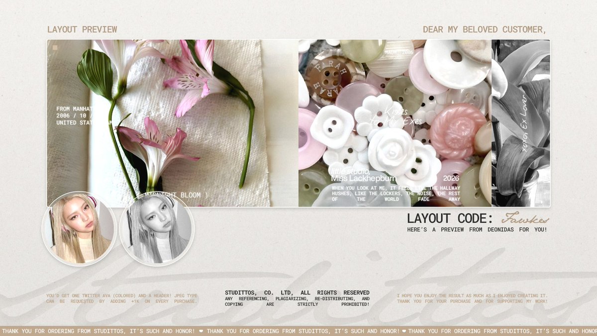 Studittos's tweet image. Help me to RT/REPOST this?

Selamat malam! Aku membawa 12 template layout-moodboard freshly made yang bisa kalian langsung melalui DM sekarang!

📩: via DM!

Untuk preview dan details lebihnya bisa dicek melalui ALT pada gambar, ya! Thank you! 🤍

#ZONAUANG #ZONABA #ZONABU