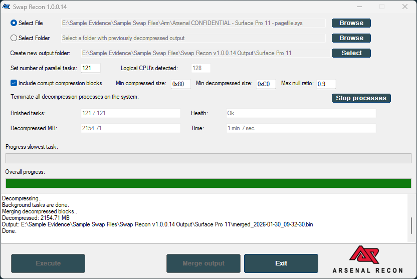 A very important announcement for digital forensics practitioners - Swap Recon v1.0.0.14 just released with support for the latest Windows compression format (x64 &amp; Arm) &amp; decompression of corrupt compressed blocks. Take a new look at cold cases? ArsenalRecon.com #DFIR