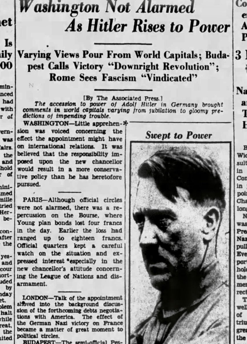 "Washington Not Alarmed As Hitler Rises to Power," today 1933: