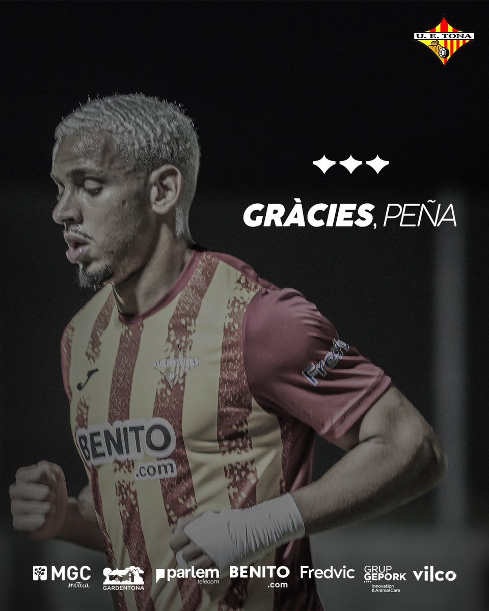 FundacioUETona's tweet image. ❤️‍🔥 𝗚𝗥𝗔̀𝗖𝗜𝗘𝗦, PEÑA

Després d’un any i mig, ens toca acomiadar-nos d’un jugador important per al grup. 

Gràcies per l’esforç i els moments viscuts.

Et desitgem molta sort i èxits en el futur!

#GràciesPeña
#SomHiTona 
#3RFEF 🟡🔴