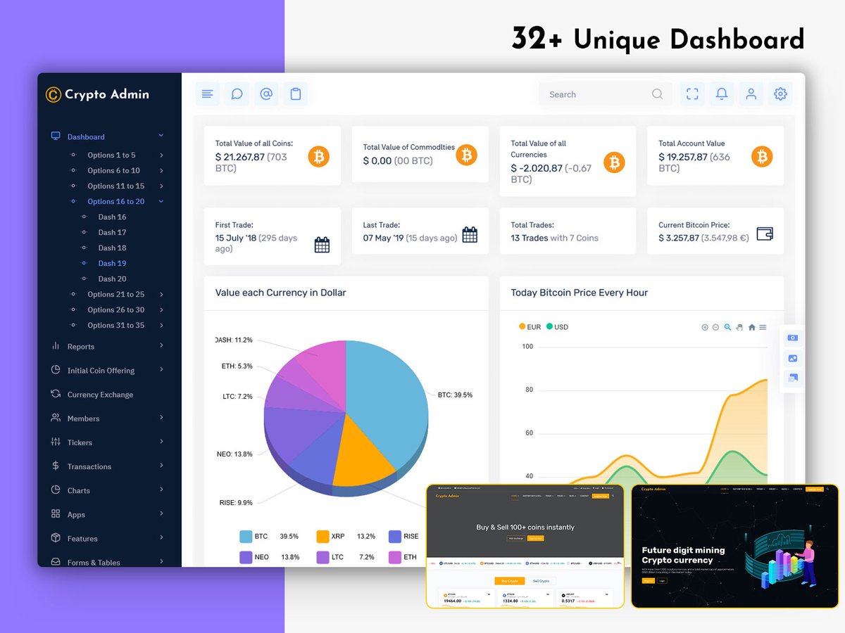 Crypto Admin Dashboard for Real-Time Trading & Portfolio Control Buy Now:  https://t.co/83Ye2PJliB Live Price Tracking 📈 Wallet Management 👛  Transaction Monitoring 🔍 Secure Admin Panel 🔐 #Bootstrap5 #AdminDashboard  #CryptoDashboard #WebAdmin ...