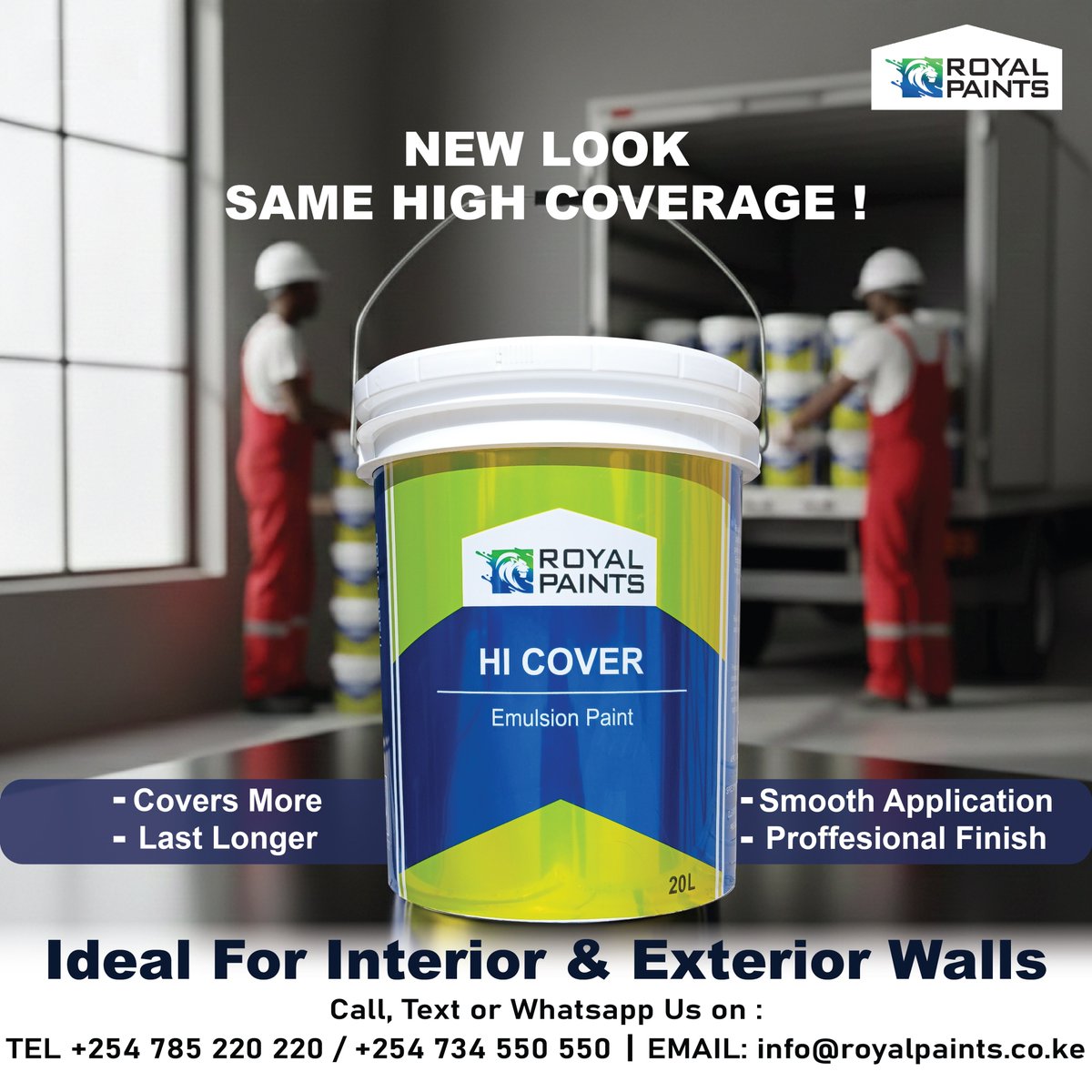 New look. High powerful coverage.
Royal Hi Cover spreads further, finishes smooth, and lasts longer.
📞 Call / WhatsApp 0785 220 220

#RoyalPaints #HiCover #NewLookSameQuality #PaintThatLasts