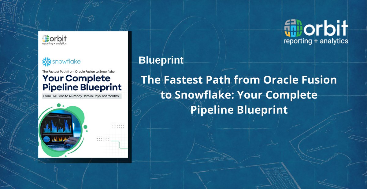 Tired of slow Oracle Fusion data pipelines? #OrbitAnalytics + Snowflake gets ERP data into live dashboards in 5 days, with 50–70% faster time-to-dashboard and 40–60% lower integration costs. Download our Pipeline Blueprint: hubs.la/Q040_xb_0 #OracleFusion #Snowflake