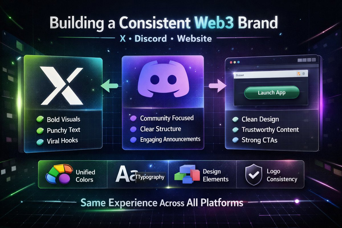 sidfrank001's tweet image. 𝗧𝗵𝗿𝗲𝗮𝗱: 𝗛𝗼𝘄 𝗮 𝗪𝗲𝗯𝟯 𝗕𝗿𝗮𝗻𝗱 𝗠𝗮𝗶𝗻𝘁𝗮𝗶𝗻𝘀 𝗖𝗼𝗻𝘀𝗶𝘀𝘁𝗲𝗻𝗰𝘆 𝗔𝗰𝗿𝗼𝘀𝘀 𝗫, 𝗗𝗶𝘀𝗰𝗼𝗿𝗱, 𝗮𝗻𝗱 𝗶𝘁𝘀 𝗪𝗲𝗯𝘀𝗶𝘁𝗲!
 #Web3 #GraphicDesign #BrandConsistency