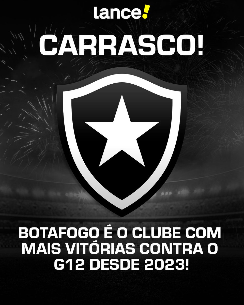 lancenet's tweet photo. O Botafogo é o TERROR do G12! Desde 2023, o Glorioso já acumulou impressionantes 32 vitórias contra os clubes que formam o chamado G12 do futebol brasileiro. CONSISTÊNCIA! 🔥✅

#Redes1 https://t.co/psJry8NCZD
