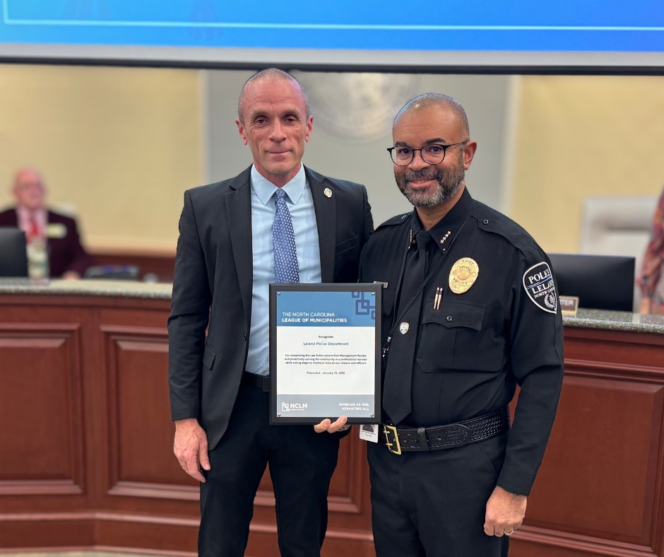 Congratulations to the Leland Police Department on completing the North Carolina League of Municipalities Law Enforcement Risk Review for the second time! 👏🚓

Learn more about the NCLM Risk Review 👉ow.ly/aEXx50Y3IJq #LelandNC