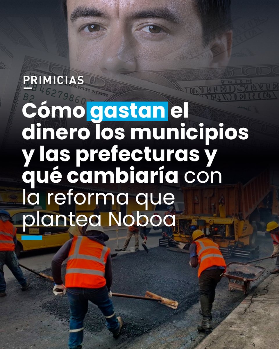 Primicias's tweet image. El Gobierno cuestiona el gasto de municipios, alcaldías y juntas. En su nuevo proyecto de Ley, plantea bajar las asignaciones para los GAD que no destinen, al menos, el 70% de su presupuesto a inversión pública. prim.ec/i6oL50Y5LwH