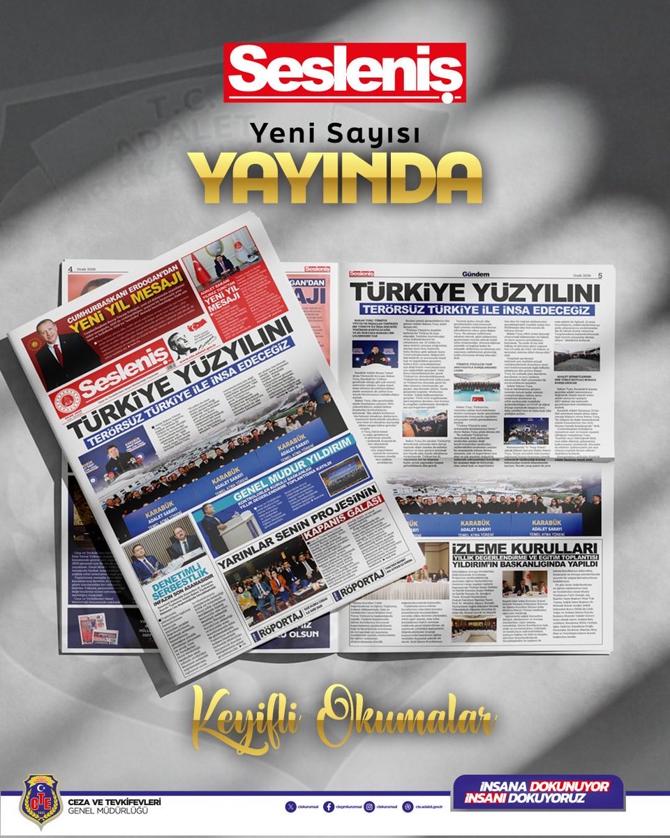 Gazetemizin yeni sayısı yayımlandı.

Keyifli okumalar. 

➡️ cte.adalet.gov.tr/Home/SayfaDeta…