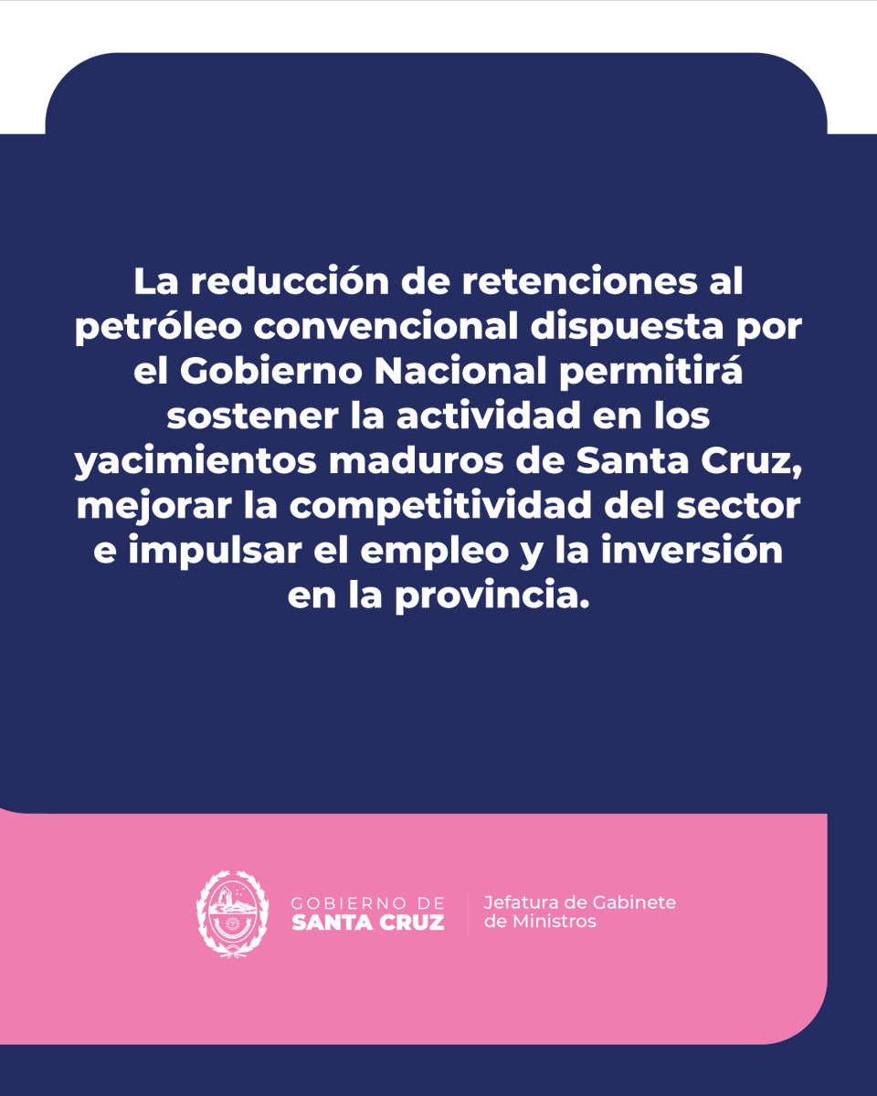 Santa Cruz: reducción de retenciones al petróleo convencional

La medida nacional mejora la competitividad de los yacimientos maduros, impulsa la inversión y ayuda a sostener la producción y el empleo petrolero en la provincia.

Retención 0% con precios bajos del crudo.