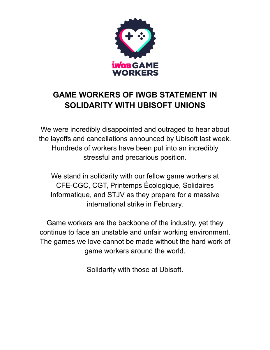 IWGB Game Workers tweet media