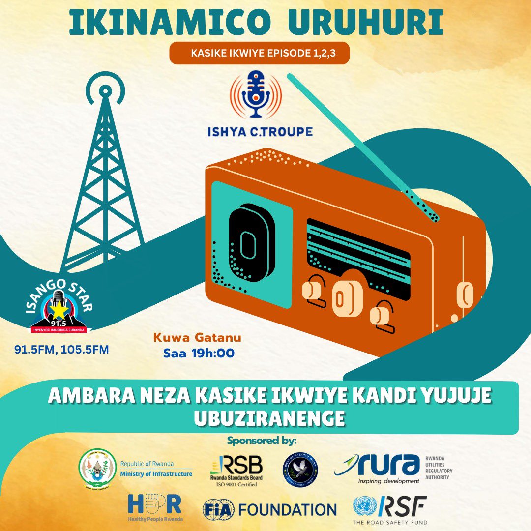 HealthyPeopleRw's tweet photo. Ntucikwe n’ikinamico URUHURI uyu munsi ku @isangostar.

Zirikana iteka kwambara Kasike ikwiye mu ngendo ukora

#kasikeikwiye #hpr #uruhuri https://t.co/Y0SJTqgvso
