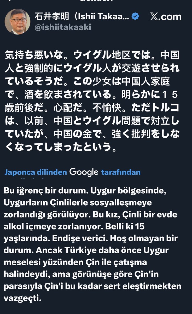 Bir Japon gazetecinin Uygur Türkleri ile ilgili Türkiye yorumu