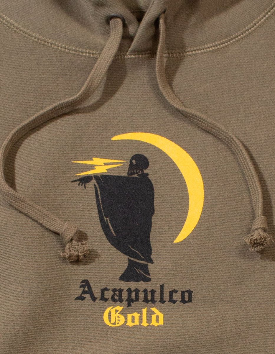SOULSTYLEGROUP's tweet image. 【 ACAPULCO GOLD/アカプルコゴールド 】
13.5オンスの肉厚なボディを使用しフロントに死神をモチーフにしたグラフィックプリント、両袖にブランドネームロゴプリントを落とし込んだデザインのプルオーバーフーディー🔥

#acapulcogold #アカプルコゴールド #soulstyle  #ソウルスタイル #下北沢