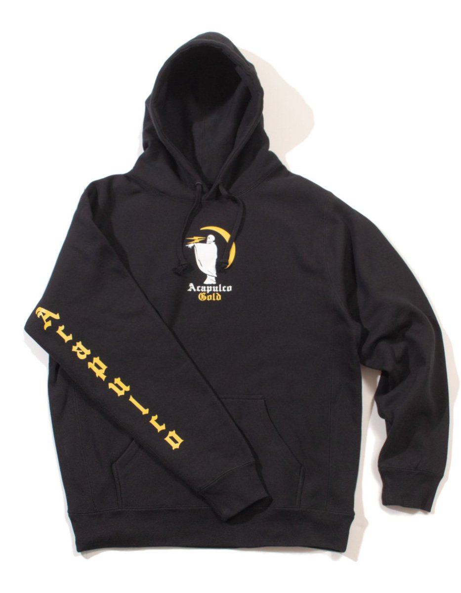 SOULSTYLEGROUP's tweet image. 【 ACAPULCO GOLD/アカプルコゴールド 】
13.5オンスの肉厚なボディを使用しフロントに死神をモチーフにしたグラフィックプリント、両袖にブランドネームロゴプリントを落とし込んだデザインのプルオーバーフーディー🔥

#acapulcogold #アカプルコゴールド #soulstyle  #ソウルスタイル #下北沢