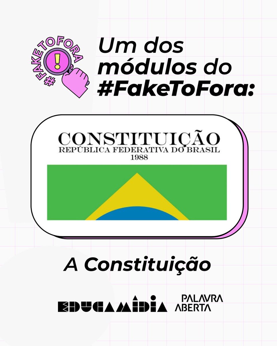 educamidia's tweet photo. Discutir a Constituição de 1988 em sala de aula é debater o direito às nossas liberdades e direitos como cidadãos.

No site do #FakeToFora, você encontra um plano de aula completo sobre esse tema. 

Acesse: https://t.co/mUnnKn8Zdb https://t.co/AdteO8z2wc
