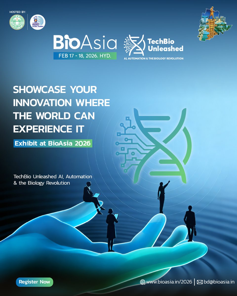 BioAsiaOfficial's tweet photo. Where innovation meets opportunity. Showcase your best work at BioAsia 2026 and connect with a global audience ready to explore, invest, and collaborate.

Register Here: https://t.co/cpIImWWli2
#BioAsia #TechBioUnleashed #LifeSciencesSummit #GlobalHealthcare #lifesciences #BioAsia2026