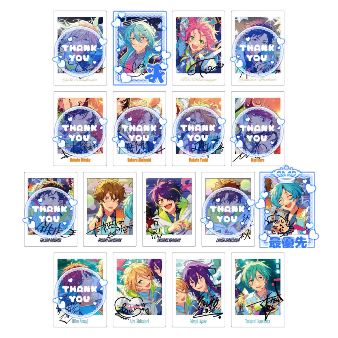 hamuo_hmhm's tweet photo. 【交換･仮約束】
あんスタ ぱしゃっつ 10周年 10th Anniversary

譲)桃李 翠 忍 藍良 マヨイ 巽 日和 ひなた ゆうた アドニス なずな 光 紅郎 エス

求)奏汰>>渉 宗 零 夏目

出なかった場合は白紙とさせていただきます
一次にて5box予約済
検索からもお気軽にお声掛けください https://t.co/KZTP1Uj5jC