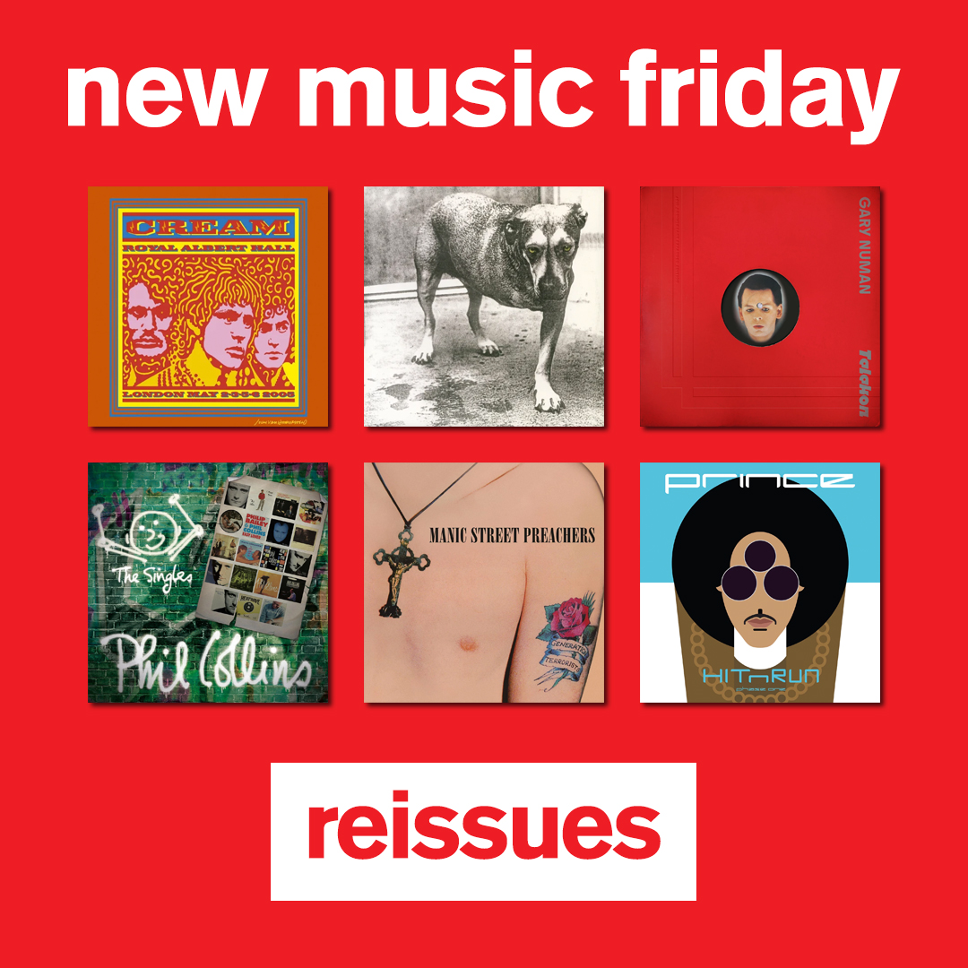 FOPPofficial's tweet photo. Reissues out today:
• @CreamOfficial_ - #RoyalAlbertHall London May 2-3-5-6, 2005
• @AliceInChains - #AliceInChains
• @numanofficial - #Telekon
• @PhilCollinsFeed - #Singles
• @manics - #GenerationTerrorists
• @prince - #HITnRUN Phase One
#gettofopp https://t.co/ioRKCeGQJk