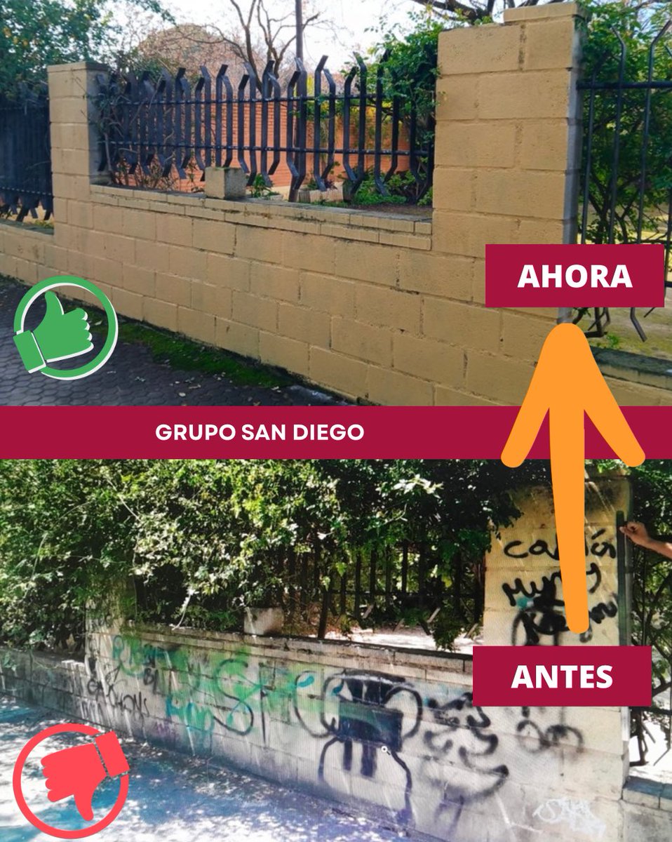 Dto_Norte's tweet photo. ✅¿Sabías que ya se han eliminado más de 2000 pintadas vandálicas en nuestro #DistritoNorte? 

💪🏻Seguimos trabajando incansablemente para mejorar el aspecto de nuestros espacios públicos, 🤝🏻pero también necesitamos la colaboración de todos. https://t.co/zlYXOGSN6y