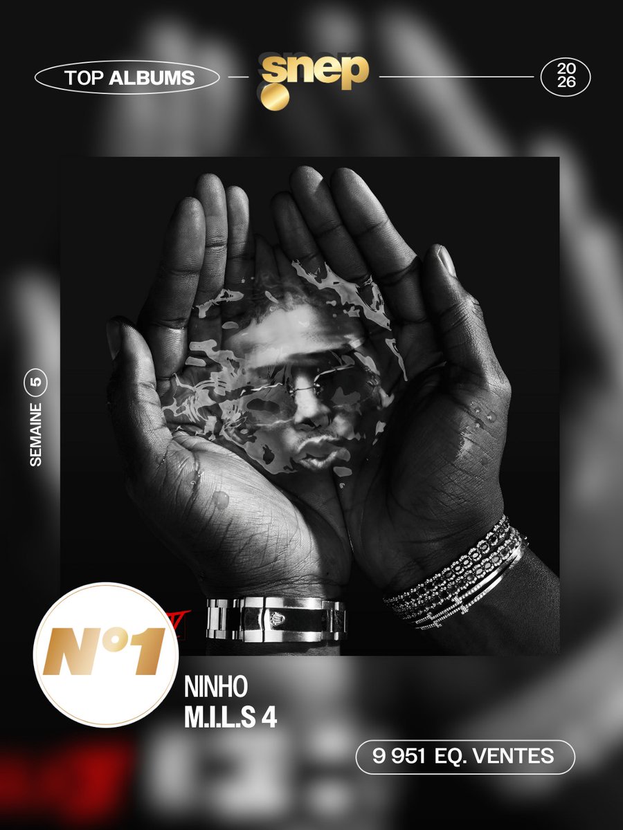 À la première place du Top Albums de la semaine, « M.I.L.S 4 » de Ninho avec 9 951 équivalents ventes 👏