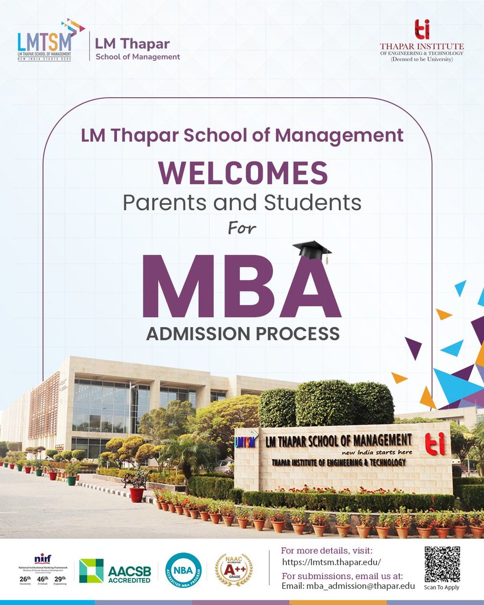 Today marks the beginning of new aspirations, meaningful conversations, and future possibilities. As you step onto our campus, we hope you experience the spirit of excellence, innovation, and community that defines us.

#LMTSM #MBAAdmissions #TIET #ManagementEducation
