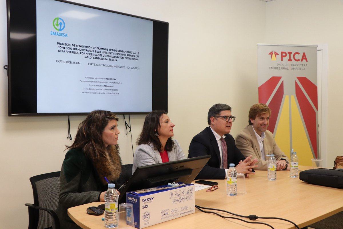 ParquePICA's tweet photo. 📍 Encuentro institucional en el @ParquePICA. Hoy ha tenido lugar una reunión en la sede de la Comunidad de Propietarios, donde ha intervenido el presidente, @FranRinconl, junta a personal técnico de @emasesa y el Delegado de Economía del @Ayto_Sevilla, @AlvaroPimentelS. https://t.co/wI42EjkpPU