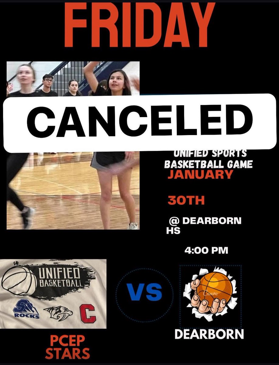 PCEPUnifiedTeam's tweet photo. Game CANCELED TODAY!!! Spread the word!!! https://t.co/6ikstW8uL2