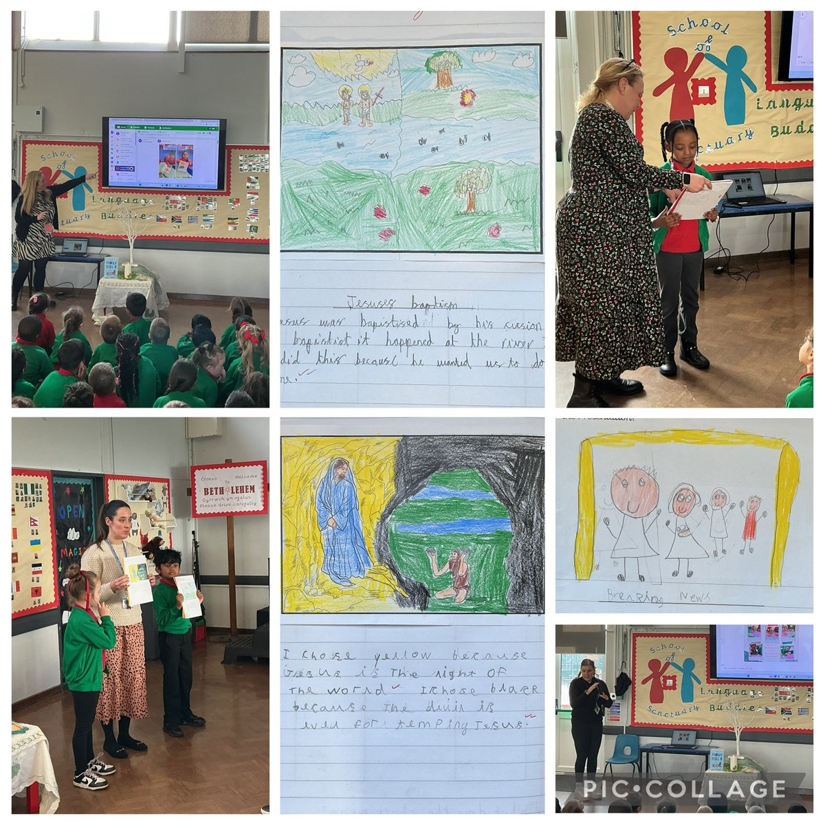 SJLCARDIFF's tweet photo. #Phase3to7 gathered to #CelebrateTheWord, focused on the story of Ruth and Naomi, to understand our CST Value of subsidiarity. We celebrated too, our creative RED work. #CatholicSocialTeaching #Branch3 #Article14 @CAFODSchools https://t.co/rsrNZYqAnC