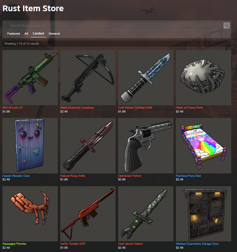 New Rust Item Store - any takers?