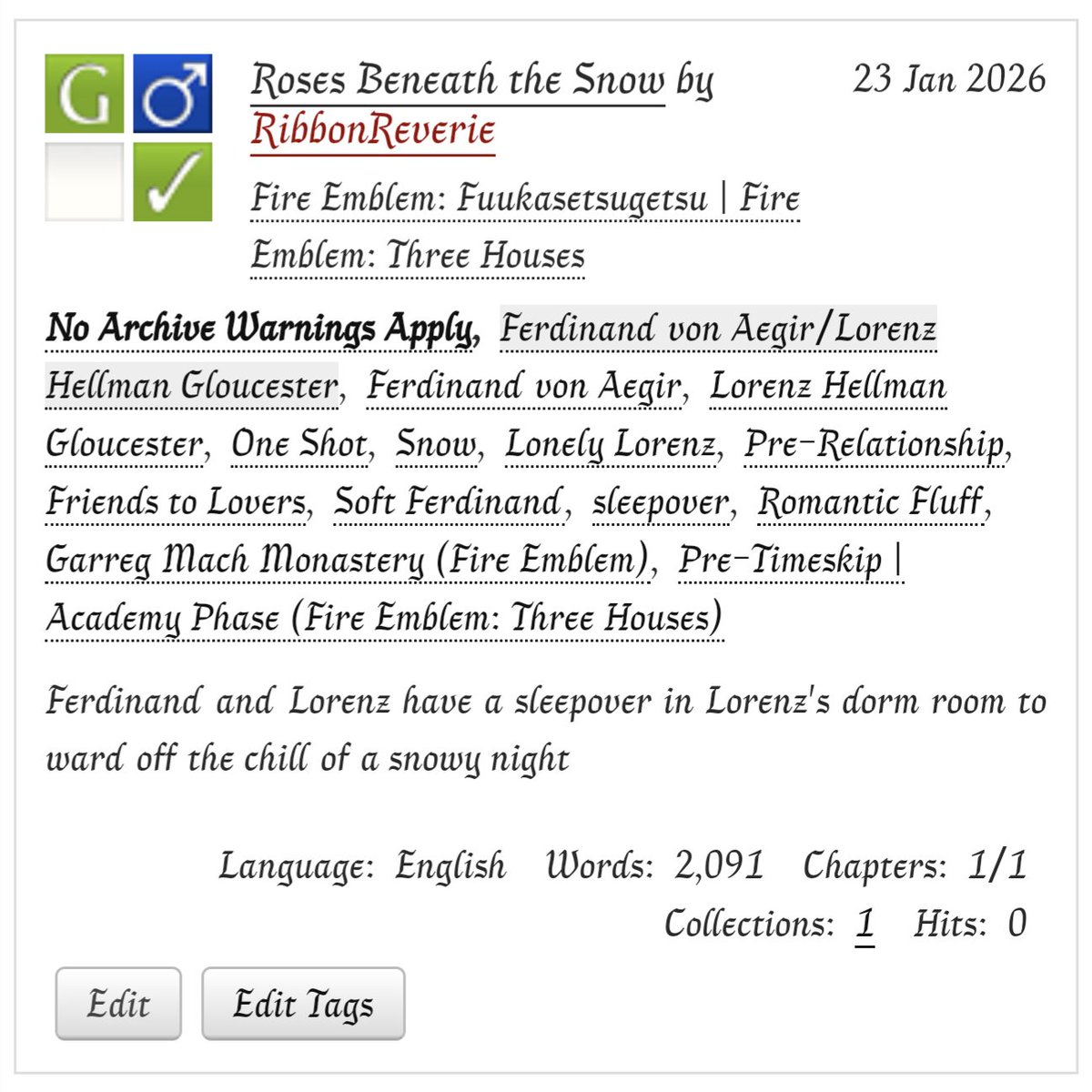 I posted a FerdiRenz fic I wrote for an event being hosted over on BlueSky archiveofourown.org/works/78167876