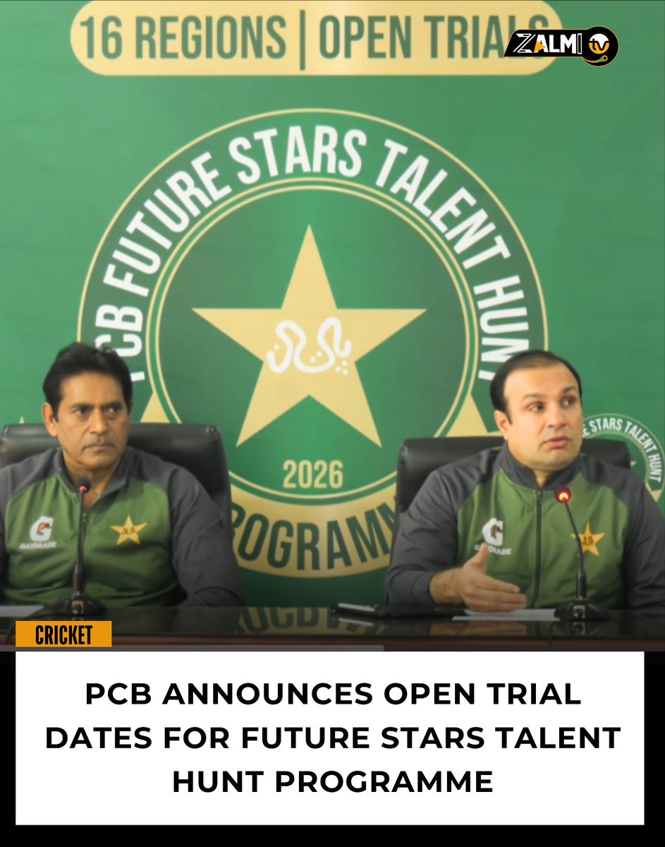 zalmitvlive's tweet image. The Pakistan Cricket Board (PCB) has announced open trials in 15 cities across the country under its Future Stars Talent Hunt Programme.

#PCB #FutureStars #Programme