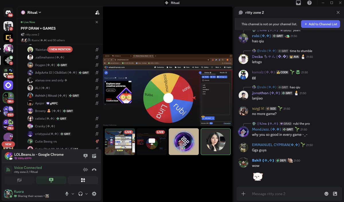 Last week, <a href="/sugarpixeLW/">SUGARPIC</a> and I hosted a PFP DRAW + GAMES event at <a href="/ritualnet/">Ritual</a> 🎉

It was sooo much fun!
We played around 5, and it was funn🔥
Big congrats to our winners:
🏆 <a href="/0xMjz/">Mjz. (❖,❖)</a>  &amp; <a href="/sahilballer25/">Sahilballer25(❖,❖)</a> 

See you guys again today at the PFP DRAW + GAMES event at 2 PM! 👀🎮