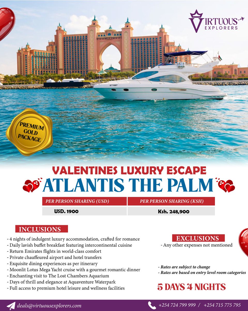 VirtuousClub's tweet photo. Dubai is calling ✨
Whether it’s a romance, a family escape, or a girl's getaway, we’ve got the perfect getaway waiting for you.
📞 +254 724 799 999 | +254 715 775 795
#DubaiTravel #LuxuryGetaway #VirtuousExplorers https://t.co/4w2ZLjiSad