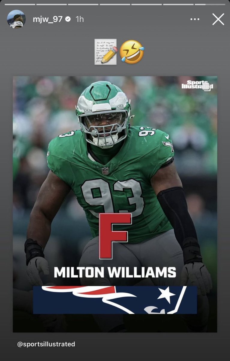 SavageSports_'s tweet image. Never forget that sports illustrated graded the Milton Williams signing as an F. 

😭😭😭