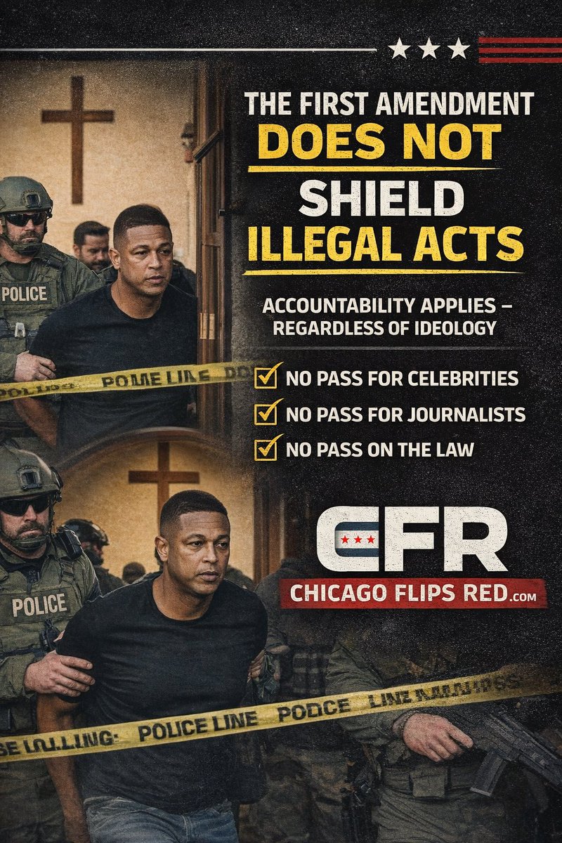 FlipChicagoRed's tweet image. Chicago Flips Red believes in the Constitution — all of it, not just the parts that are convenient.

The First Amendment protects freedom of speech and freedom of the press.
It does not provide immunity from lawful orders, active investigations, or interference with protected…
