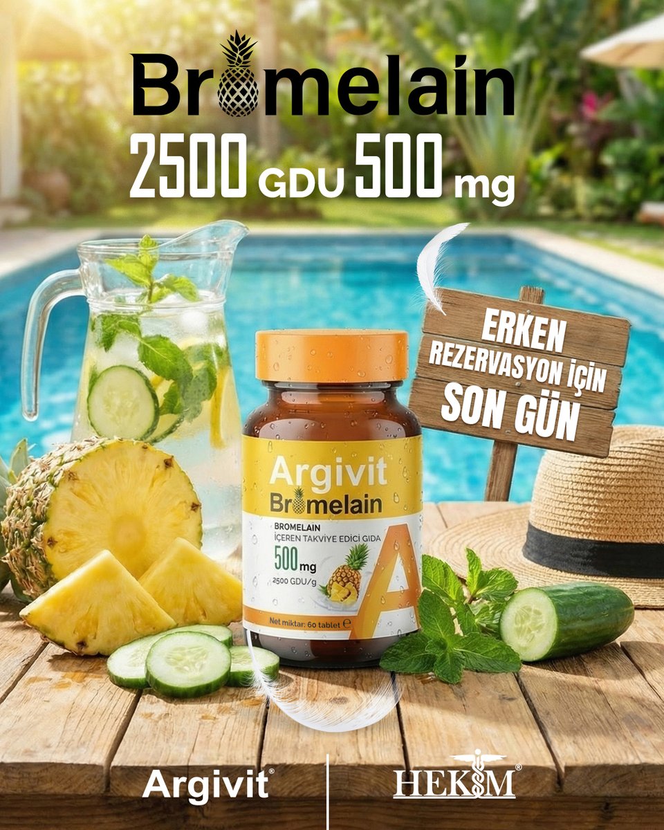 argivit's tweet photo. Argivit Bromelain 2500 GDU
🍍 Yüksek GDU değeriyle güçlü enzim desteği

Erken rezervasyon fırsatı için son günler!

#Argivit #Bromelain https://t.co/Ia0MVJkfso